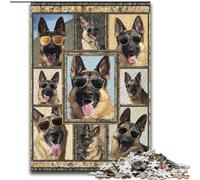 Puzzles pour Adultes 1000 pièces, Collage de Berger Allemand, Jeux éducatifs, Jouets à Faire soi-même avec Affiche et fiche de Questions Assorties, pour Les 14 Ans et Plus, 26x38cm