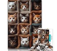 Puzzles pour Adultes 1000 pièces, Collage de Chatons Difficiles, pour Passer Le Temps à la Maison avec des pièces de Formes aléatoires entièrement emboîtables (Taille 75x50cm)