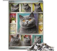 Puzzles pour Adultes 1000 pièces, Collage de Chats British Shorthair, activité Amusante pour la Maison, Jouets pour Les Jours de Pluie, Cadeaux d'anniversaire (Taille 50x75cm)
