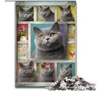 Puzzles pour Adultes 1000 pièces, Collage de Chats British Shorthair, défi d'intelligence cérébrale, Jouets addictifs, Cadeaux d'anniversaire, décoration Murale (Taille 50x75cm)