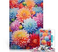 Puzzles pour Adultes 1000 pièces Collage de Dahlias Fabriqué en Carton pour Les 14 Ans et Plus Jeu Pratique Cadeaux pour Les Amis et la Famille。Taille:38x52cm/14.96x20.47pouce