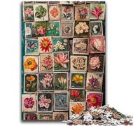 Puzzles pour Adultes 1000 pièces Collage de Plantes et de Fleurs Jeu Stimulant et Jeu Familial Décoration Murale Cadeaux d'anniversaire et de Noël Uniques 50x75cm
