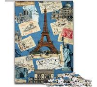 Puzzles pour Adultes 1000 pièces Collage de Timbres de Paris, Jouets éducatifs et éducatifs, Cadeaux d'anniversaire Uniques pour Les 14 Ans et Plus (Taille 50x75cm)