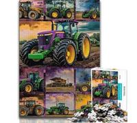 Puzzles pour Adultes 1000 pièces Collage de tracteurs Puzzle 1000 pièces Staycation Kill Time avec Affiche Assortie et Feuille de Questions 26x38cm