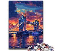 Puzzles pour Adultes 1000 pièces Coloré London Tower Bridge Jeux éducatifs Décoration de la Maison Jeu éducatif pour Anniversaire, Noël 26x38cm