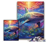 Puzzles pour Adultes 1000 pièces colorées représentant Un Requin-Baleine. Un Casse-tête Stimulant pour Les Adolescents. Parfait pour la décoration intérieure ou comme Cadeau. Dimensions : 26x38cm.