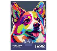 Puzzles pour Adultes 1000 Pièces Colorful Corgi Dog Animals Puzzle Jeux Relaxants Difficile, Difficile, Stimulant À Terminer 70x50cm/1000pcs