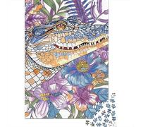 Puzzles pour Adultes 1000 Pièces Colorful Crocodile Coloring Book Page Puzzles pour Adolescents : Améliorent La Mémoire, Entraînent Le Cerveau Et La Dextérité, Cadeaux Anti-Stress 38x26cm/1000pcs