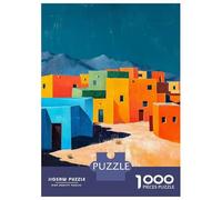 Puzzles pour Adultes 1000 Pièces Colorful Desert Village Puzzle Jeux Relaxants Difficile, Difficile, Stimulant À Terminer 52x38cm/1000pcs