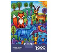 Puzzles pour Adultes 1000 Pièces Colorful Forest Animals Illustration Puzzles pour Adultes Jeux Relaxants Cadeaux pour Femmes Jeu Stimulant Cadeaux 70x50cm/1000pcs