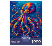 Puzzles pour Adultes 1000 Pièces Colorful Geometric Octopus in Blue Sea Puzzles pour Adultes - Jeu De Réflexion, Analyse Et Logique - Cadeau Anti-Stress 38x26cm/1000pcs