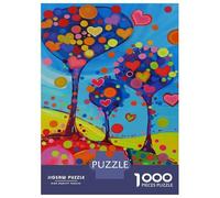 Puzzles pour Adultes 1000 Pièces Colorful Heart Trees Painting Puzzles pour Adolescents Jeux De Détente Une Œuvre d'art Cadeaux Uniques pour Un Anniversaire Ou Noël 70x50cm/1000pcs