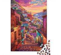 Puzzles pour Adultes 1000 Pièces Colorful Hillside Village Sunset -4 Puzzles pour Adultes pour S'amuser en Famille Un Défi À Relever Apprentissage Jouets Éducatifs 70x50cm/1000pcs