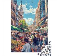 Puzzles pour Adultes 1000 Pièces Colorful Market Street Scene -1 Puzzles pour Adultes - Défi Difficile - Stimulez Votre Cerveau avec Ce Jeu Unique 70x50cm/1000pcs