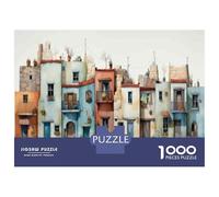 Puzzles Pour Adultes 1000 Pièces Colorful Mediterranean Village Scene Puzzles Pour Adolescents Vacances À La Maison Tuer Le Temps Stimuler Le Cerveau Cadeaux D'anniversaire Et De Noël Uniques 70x50cm/