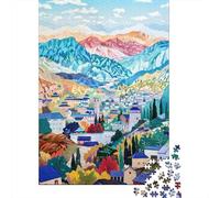 Puzzles pour Adultes 1000 Pièces Colorful Mountain Village Scene Puzzles pour Adultes pour S'amuser en Famille Un Défi À Relever Apprentissage Jouets Éducatifs 52x38cm/1000pcs
