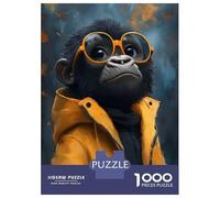 Puzzles pour Adultes 1000 Pièces Cool Monkey in Sunglasses Puzzles pour Adultes Jeu De Réflexion Et De Logique Activités Amusantes À La Maison, 38x26cm/1000pcs