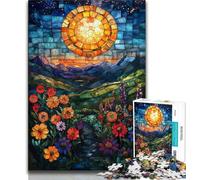 Puzzles pour Adultes 1000 pièces Coquelicots en vitrail, Jeu Stimulant et Familial avec des pièces de Formes aléatoires entièrement emboîtables (75x50cm)
