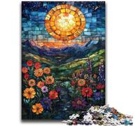 Puzzles pour Adultes 1000 pièces Coquelicots en vitrail Puzzle 1000 pièces, Staycation Kill Time avec pièces entièrement emboîtables de Formes aléatoires (50x75cm)