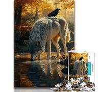 Puzzles pour Adultes 1000 pièces Corbeau et Loup, activités familiales Amusantes à la Maison, Cadeaux d'anniversaire, Cadeaux de Voyage (38x26cm)