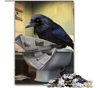 Puzzles pour Adultes 1000 pièces Corbeau lisant Un Journal en Bois,ce Qui en Fait Un Excellent Cadeau pour s'amuser en Famille 50x75cm pour Les Adolescents et Les Loisirs en Famille