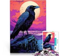 Puzzles pour Adultes 1000 pièces Corbeau sur Une Falaise Fabriqué en Carton pour Les 14 Ans et Plus Jouet éducatif pour Apprendre Cadeaux pour Les Amis et la Famille。Taille：26x38cm/10.24x14.96pouce