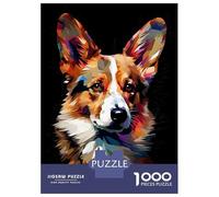 Puzzles pour Adultes 1000 Pièces Corgi Geometric Abstract Puzzle Casse-tête Jeu Anti-Stress Cadeau Unique d'anniversaire Et De Noël 52x38cm/1000pcs
