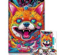 Puzzles pour Adultes 1000 pièces Corgi psychédélique, Design Dynamique et Unique, expérience de Puzzle relaxante et stimulante (Taille 38x26cm)