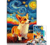 Puzzles pour Adultes 1000 pièces Corgi sous Le Ciel étoilé, Difficile et Difficile, idéal comme Cadeau pour Toute la Famille Convient pour et 14 38x26cm