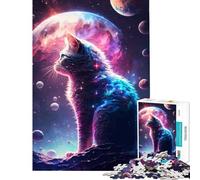Puzzles pour Adultes 1000 pièces Cosmic Cat Défi d'intelligence cérébrale Jouet addictif Jeu Manuel Une œuvre d'art Idée Cadeau (Dimensions 38x26cm)