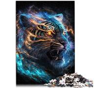 Puzzles pour Adultes 1000 pièces Cosmic Energy Tiger Precision Cut Jigsaw Puzzle 26x38cm Cadeaux pour Amis et Famille pour Adolescent 14 Ans et Plus