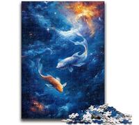 Puzzles pour Adultes 1000 pièces Cosmic Koi pour et 14 Ans et Plus Jeu Impossible Cadeau d'anniversaire de Noël 50x75cm