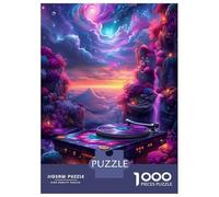 Puzzles pour Adultes 1000 Pièces Cosmic Turntable Vinyl Record Player Puzzles pour Adultes Jeu Manuel Décoration Parfaite Activités Amusantes À La Maison 52x38cm/1000pcs