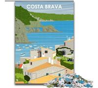 Puzzles pour Adultes 1000 pièces Costa Brava Espagne Art, Jouets éducatifs, Jeux Anti-Stress, renforce l'amour Entre Couples 50x75cm
