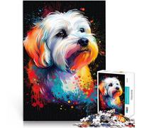 Puzzles pour Adultes 1000 pièces Coton de Tuléar Dog Art Puzzles Cadeaux à Offrir à Toute la Famille 10,27 po x 14,96 po