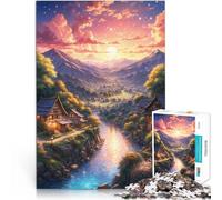 Puzzles pour Adultes 1000 pièces Coucher de Soleil dans Les Montagnes Jeu intellectuel Offrir en Cadeau à Toute la Famille 38x26cm