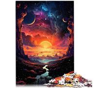 Puzzles pour Adultes 1000 pièces Coucher de Soleil Depuis l'espace Jeux éducatifs à Domicile Jouets DIY 26x38cm est idéal comme Cadeau pour Toute la Famille
