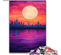 Puzzles pour Adultes 1000 pièces Coucher de Soleil en Ville, Aide Le Cerveau à exercer des Jouets addictifs pour cultiver la Patience et améliorer la mémoire (Taille 26x38cm)