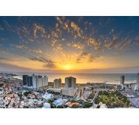 Puzzles pour Adultes 1000 pièces Coucher de Soleil sur la Plage de Tel Aviv Israël Photo Photographie Famille Drôle Défi Vacances Puzzles pour Adultes Puzzle Cadeau pour Femmes Hommes Seniors 26x38CM