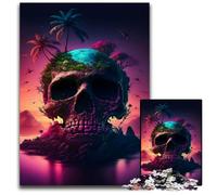 Puzzles pour Adultes 1000 pièces Coucher de Soleil sur Une île Mystique Puzzles en Bois pour Adultes Décoration Parfaite pour la Maison ou Le Bureau, Cadeau de Noël idéal 50x75cm