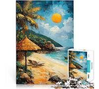 Puzzles pour Adultes 1000 pièces Coucher de Soleil sur Une Plage Tropicale Jeu Pratique Offrir en Cadeau à Toute la Famille 50x70cm