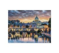 Puzzles pour Adultes 1000 Pièces，Coucher du Soleil sur la Ville de Rome Le Soir，Puzzle en Bois Enfants Jouet Cadeau Éducatif Intellectuel Décompression Amusant Jeu De Famille（75x50cm）-B6