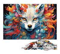 Puzzles pour Adultes 1000 pièces Couleur Fantaisie Renard Blanc Puzzles pour Adultes Puzzle en Bois Superbes Cadeaux pour Noël 1000 pièces (75x50cm)