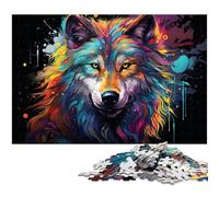 Puzzles pour Adultes 1000 pièces Couleur Fantasy Gris Loup Puzzle Une œuvre d'art pour et Adolescent de 14 Ans et Plus 1000 PCS (75x50cm)