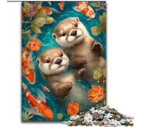 Puzzles pour Adultes 1000 pièces Couple de loutres Difficiles Aidez Le Cerveau à exercer des Jouets addictifs pour cultiver la Patience Interaction Parent-Enfant (Taille 26x38cm)