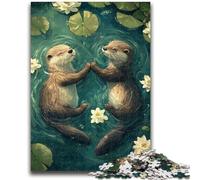 Puzzles pour Adultes 1000 pièces Couple de loutres, idéal comme Cadeau pour Toute la Famille, Convient pour 14 38x26cm