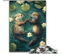 Puzzles pour Adultes 1000 pièces Couple de loutres Jouets Jeux éducatifs Anti-Stress Collection Artistes, Beaux-Arts (Taille 26x38cm)