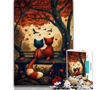 Puzzles pour Adultes 1000 pièces Couple de Renards, Anti-Stress, défi Difficile, Chaque pièce est Unique - Jeu Familial Stimulant et Amusant (38x26cm)