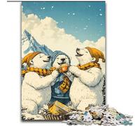Puzzles pour Adultes 1000 pièces Couple d'ours Polaires, Difficile avec des pièces entièrement emboîtables de Formes aléatoires (Taille 26x38cm)