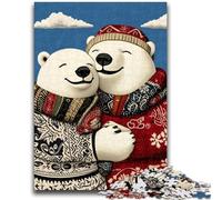 Puzzles pour Adultes 1000 pièces Couple d'ours Polaires Jeu Stimulant et Jeu Familial Décoration Murale Cadeaux d'anniversaire et de Noël Uniques 26x38cm